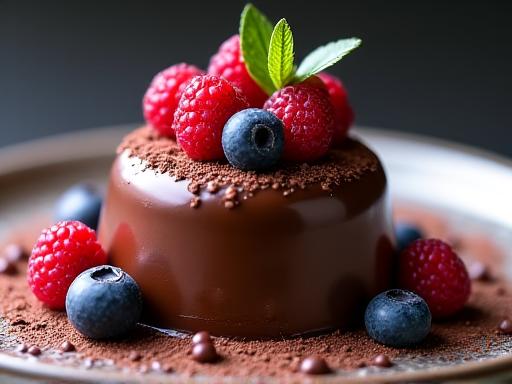 Dessert al cioccolato con frutti di bosco